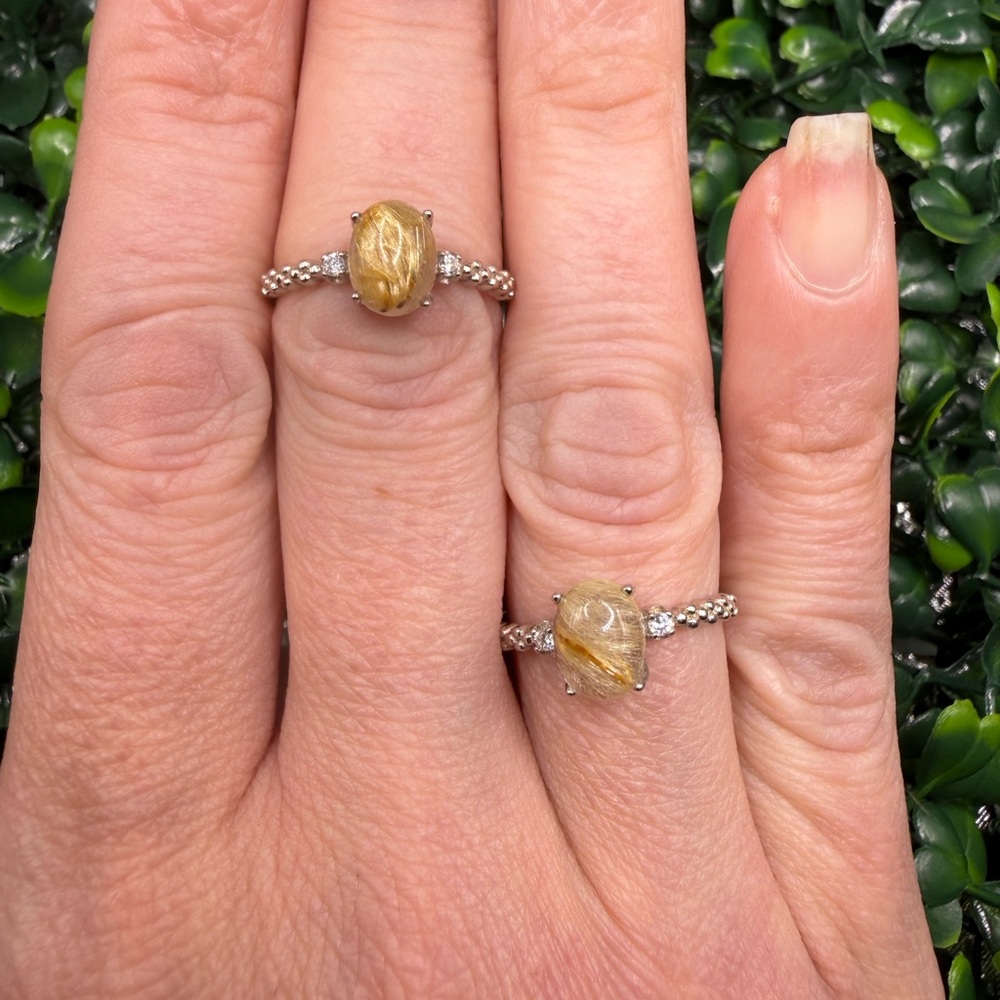 Golden Rutile Quartz, Adjustable Sterling Silver Ring - Picture 10 of 10